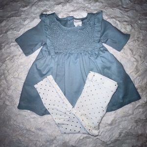 COPY - RACHEL ZOE SIZE 2 TODDLER SET BIB EMPIRE TOP WITH MATCHING GOLD DOT LEGG…